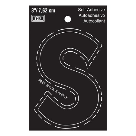 HY-KO 3In Black Vinyl Letter S, 10PK A30429